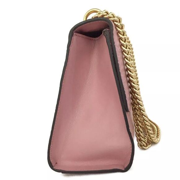 GUCCI Ssima GG Logo Padlock Leather Chain Shoulder Bag Pink - Picture 2 of 8